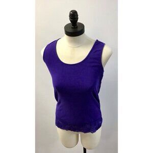 Fashion Bug Purple Lace Trim Tank Top Small: Y2K Lingerie Goth Indie 💜